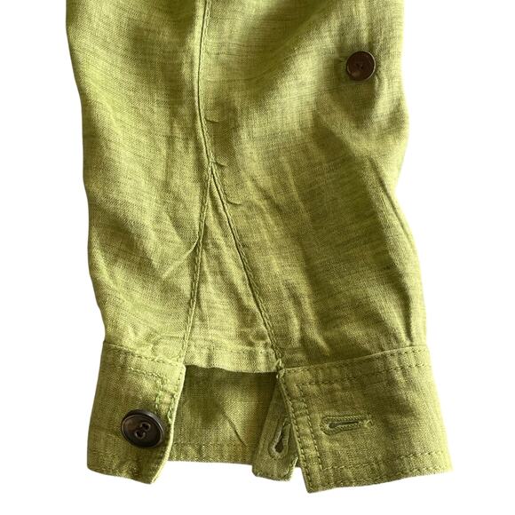Coldwater Creek Chartreuse Lime Green 100% Linen Jacket Petite LG Spring Casual - Picture 8 of 14